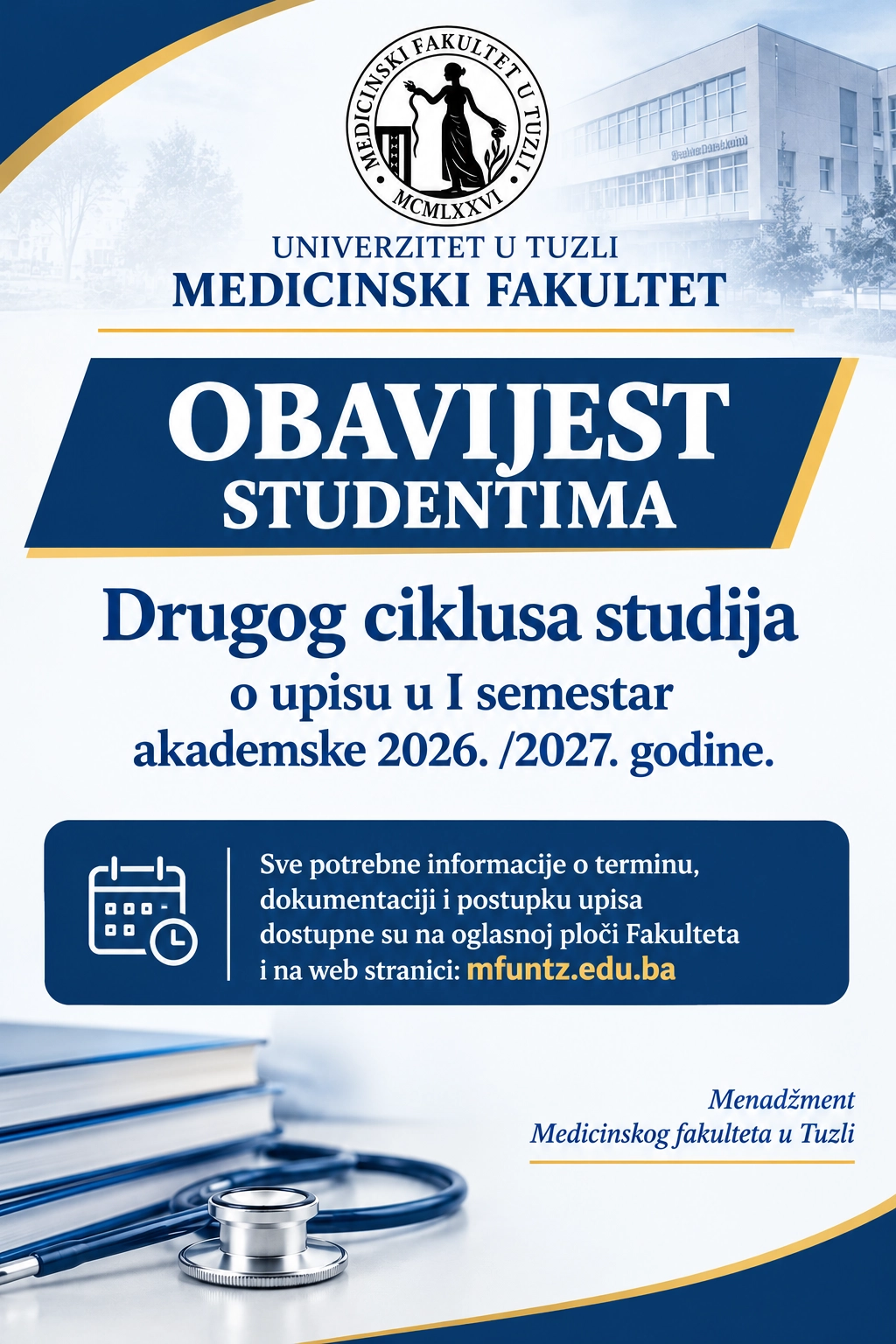 Obavijest studentima Drugog ciklusa studija
